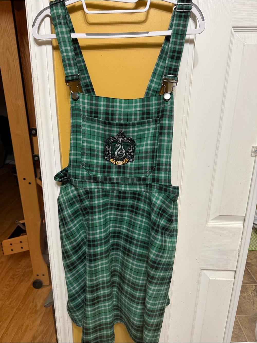 Harry Potter Slytherin overall dress Green Plaid Suspender Pinafore with Crest